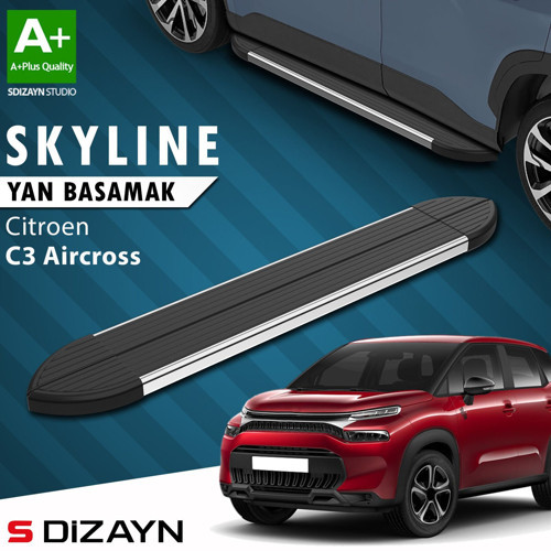 S-Dizayn Citroen C3 Aircross Skyline Krom Yan Basamak 183 Cm 2017-2024 A+ Kalite