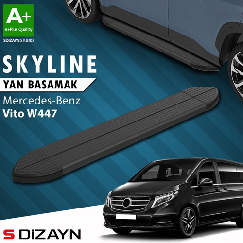 S-Dizayn Mercedes Vito W447 Kısa Şase Skyline Siyah Yan Basamak 233 Cm 2014 Üzeri A+ Kalite