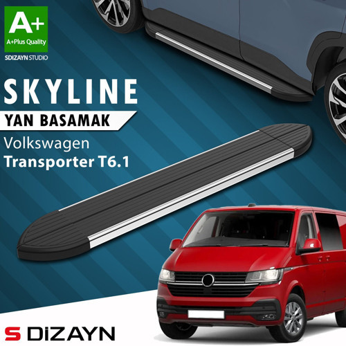 S-Dizayn VW Transporter T6.1 Kısa Şase Skyline Krom Yan Basamak 213 Cm 2019-2024 A+ Kalite