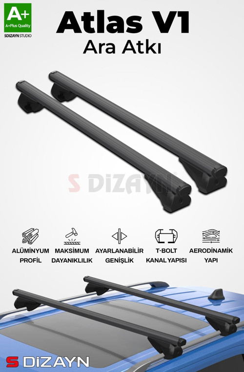 S-Dizayn Lada Largus S-Bar Atlas V1 Ara Atkı Tavan Taşıyıcı Barı Siyah 110 Cm 2012-2020 A+ Kalite