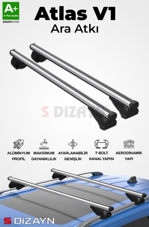 S-Dizayn Isuzu D-Max S-Bar Atlas V1 Ara Atkı Tavan Taşıyıcı Barı Gri 130 Cm 2012-2015 A+ Kalite