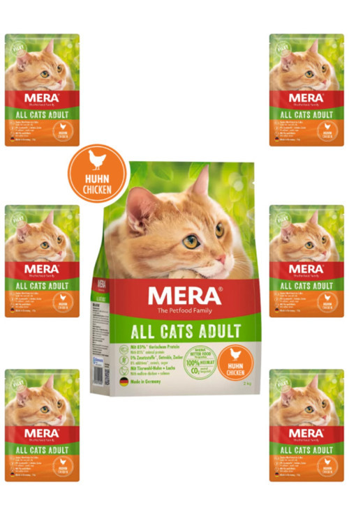 Taze Tavuk Etli Tahılsız Kısır Ve/Veya Yetişkin Kedi Maması 2 Kg Ve Tahılsız Yaş Mama 85 Gr X 6 Adet