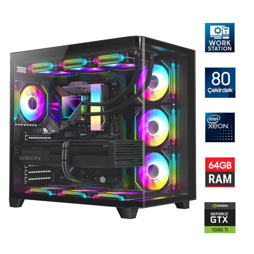 Xeon E5-2698 v4 Çift Işlemcili 80 Çekirdek 64GB 1TB NVMe 4GB GTX1050Ti Workstation Oem Paket