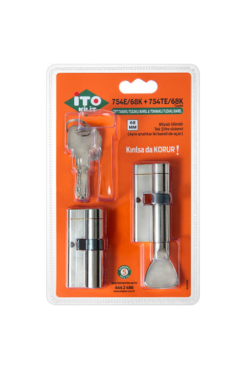 68 Mm Tuzaklı İkiz Silindir Barel Seti - Karşılıklı Açılır - Çelik Kapı Kilidi