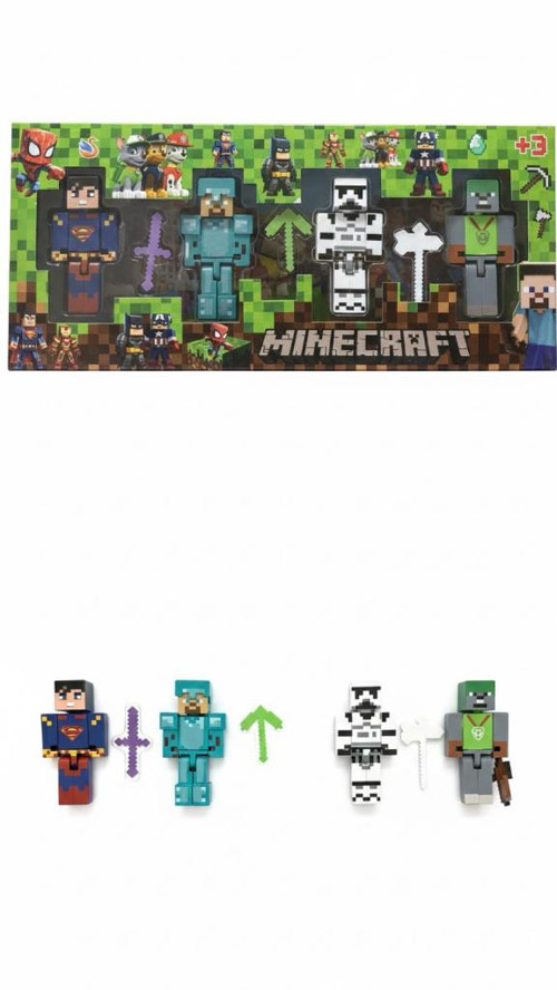 Süperman Minecraft 4 Karakter 3 Aksesuar 7 Parça Çocuk Figür Oyun Seti