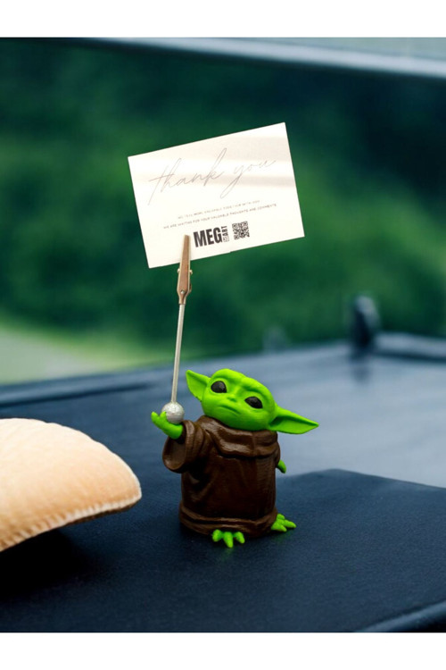 Baby Yoda Figürlü Not Tutucu Masaüstü Not Tutacağı Metal Kıskaç Notluk