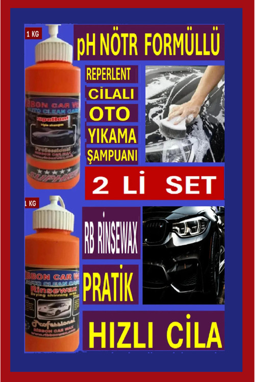 Ph Nötr Formüllü Cilalı Oto Şampuan + Pratik Hızlı Cila Su- Yağmur Kaydırıcı 1 Kg ( 2 Li Set )