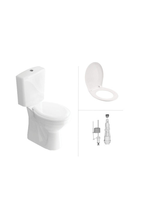 Idevit Gökkuşağı Kanallı Alttan Çıkışlı Klozet Takımı Beyaz (Klozet Rezervuar Kapak İç Takım)