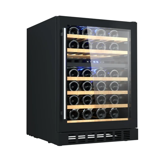 46 Şişe Kapasiteli Çift Bölmeli Tezgah Altı Şarap Saklama Dolabı Siyah BUW46-BG2