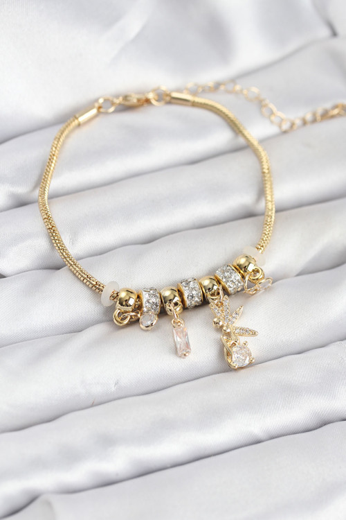 Pirinç Gold Renk Tinkerbell Charmlı Kadın Bileklik - EBJ260109W39046