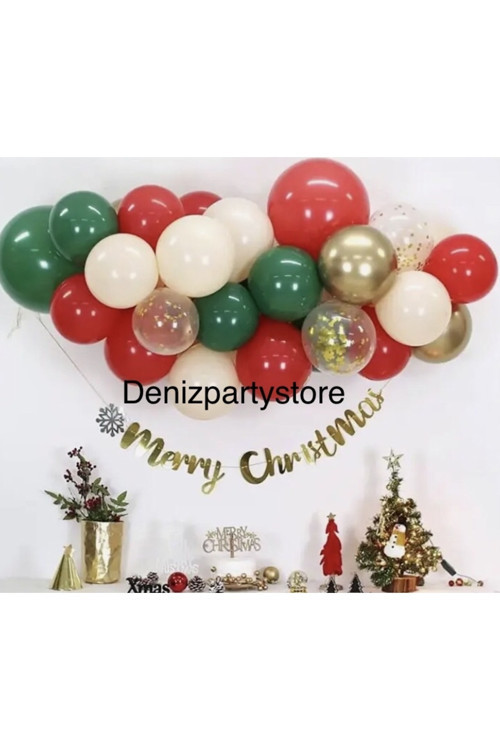 YILBAŞI MERRY CHRİSTMAS MİNİ ZİNCİR BALON SET