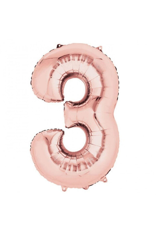 16" Inç 40 Cm Folyo Balon Rose Gold 3 Rakamı