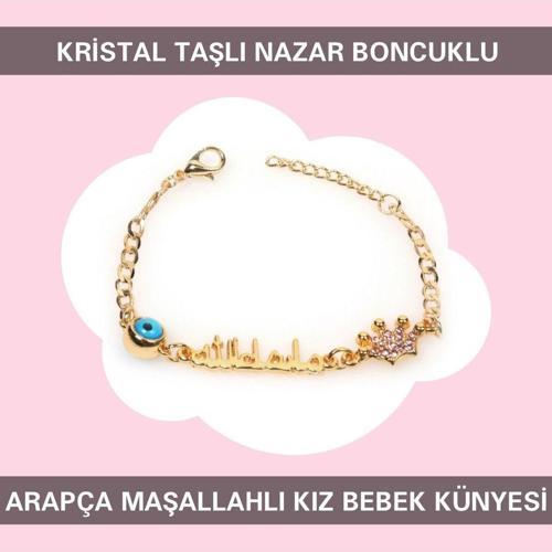 Nazar Boncuklu Arapça Maşallah Yazılı Kız Bebek Bileklik Ibcb026