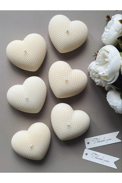 Dekoratif Desenli Büyük Kalp Okyanus Kokulu Vegan Soya Mum