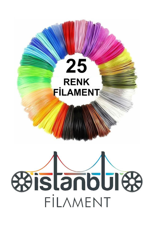 Pla 3D Kalem Yazıcı İçin 25 Renk (25 X 1 Metre) 25 Metre Pla Filament