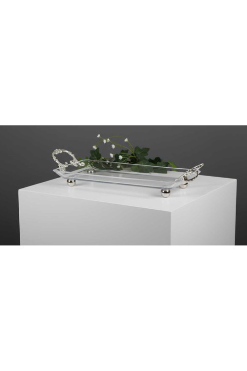 Metal Kulplu Kristal Servis Tabağı