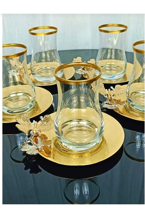 6 Kişilik 12 Parça Gold Çay Seti, Çay Takımı, Hediyelik & Çeyizlik