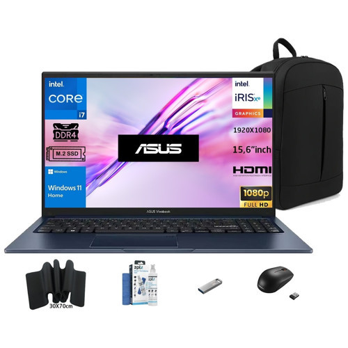 Vivobook 15 X1504VA-NJ426W Intel I7-1355U 16GB 1tb SSD 15.6" Fhd W11H Sner Çanta+Mouse+Mousepad+Usbbellek+Temizlikkit
