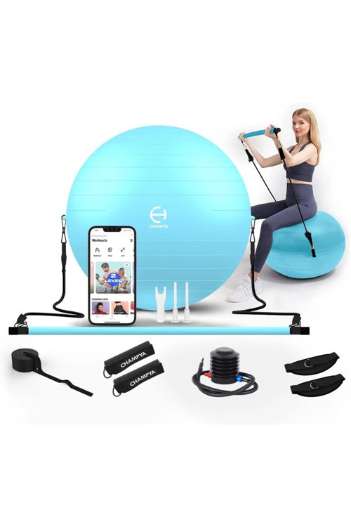 Champya Yoga Fitness Pilates Topu Squat Pilates Barı Direnç Lastiği Pilates Seti İthal Ürün