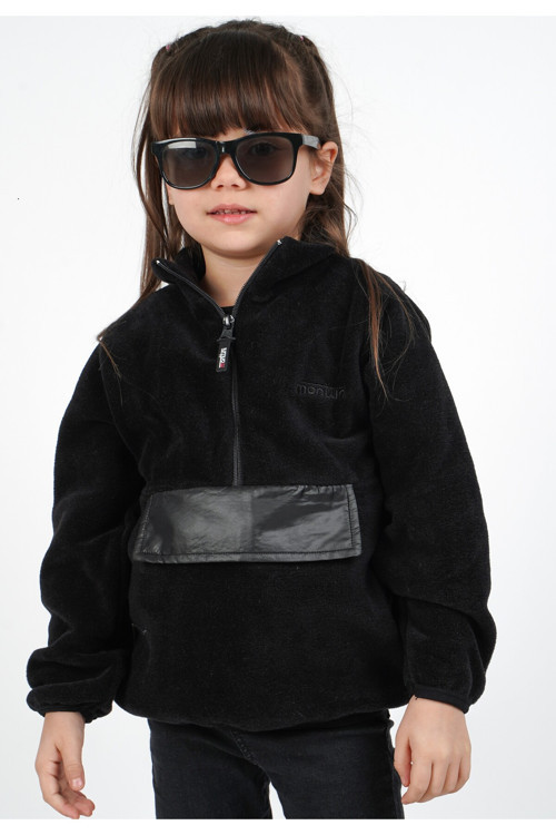 Kız Çocuk Polar Dik Yaka Yarı Fermuarlı Sweatshirt Hırka Ceket