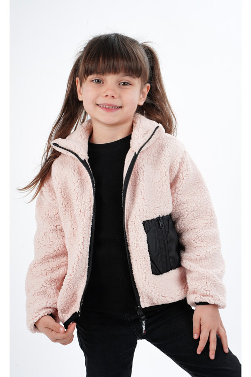 Kız Çocuk Welsoft Tek Üst Peluş Sweatshirt Hırka(Kalıp Dar 2 Beden Büyük Alınmalıdır)