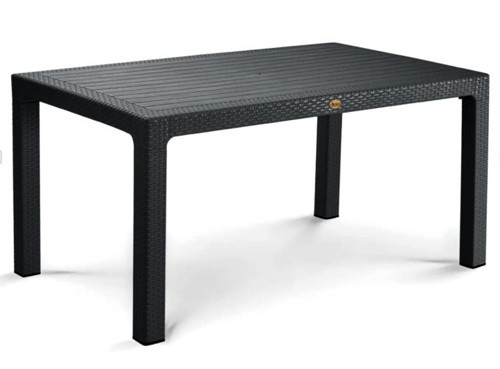 Camsız Siyah 90x150 cm Rattan Bahçe Balkon Masası