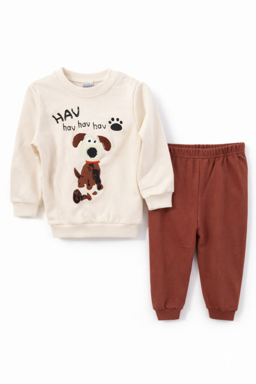 Hav Hav Temalı Köpekli Bebe Alt-Üst Takım