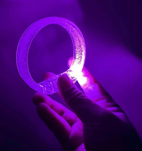 Mor Led Işıklı Baskı Yapılabilen Pilli Bileklik Bilezik 1,5 cm Genişlik