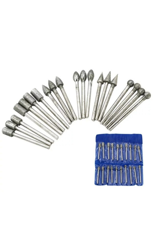 Elmas Uçlu Cam Işleme Delme Kesme Uç Seti Gri Cam Oyma Ve Şekillendirici 20 Parça