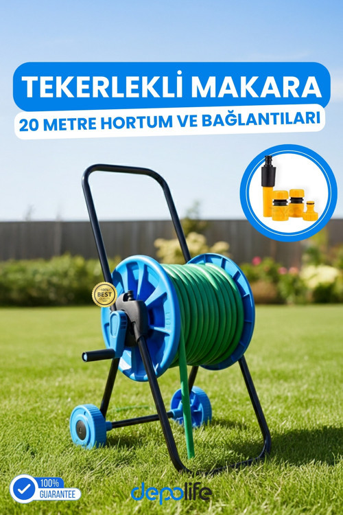 Hortum Makarası 20 M Hortum Tekerli Bahçe Hortum Toplama Makaralı Tekerlekli Bahçe Hortum Arabası