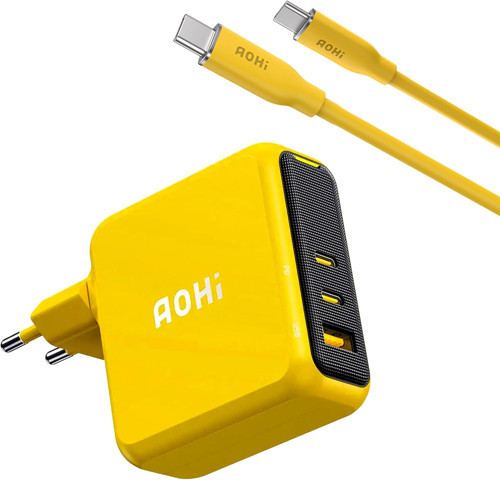 Magcube 140W 3 Portlu Şarj Adaptörü, 140W 1M Pd 3.1 480Mbps Süper Hızlı Şarj/Data Kablosu Seti