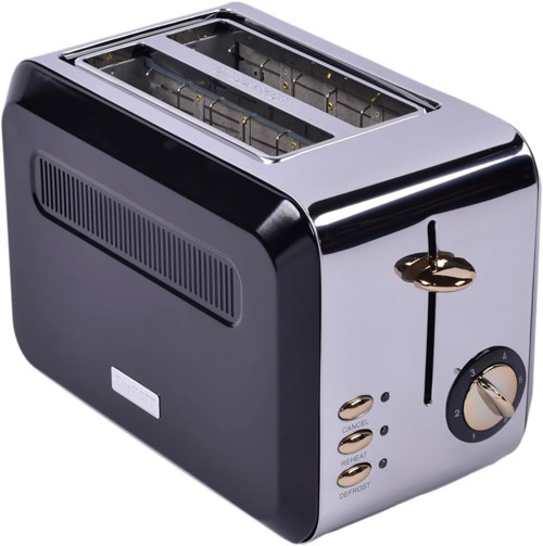 Gem Titan 2 Dilim Ekmek Kızartma Makinesi – 980 W, Paslanmaz Çelik Gövde | Siyah Gümüş