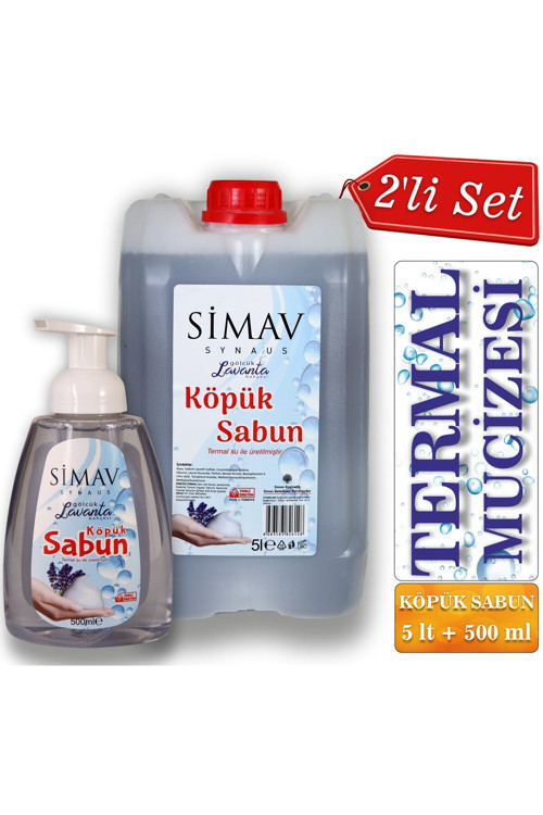 Termal Sulu Lavanta Özlü Köpük Sabun Seti 2'Li - 5 Lt + 500 Ml