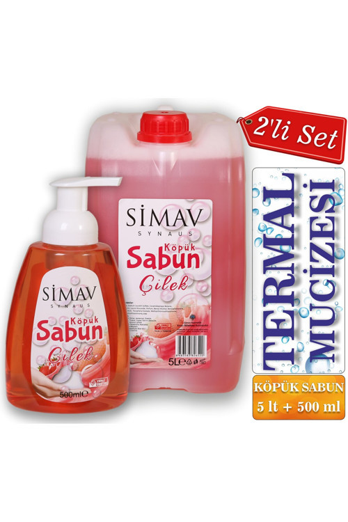 Termal Sulu Çilek Özlü Köpük Sabun Seti 2'Li - 5 Lt + 500 Ml