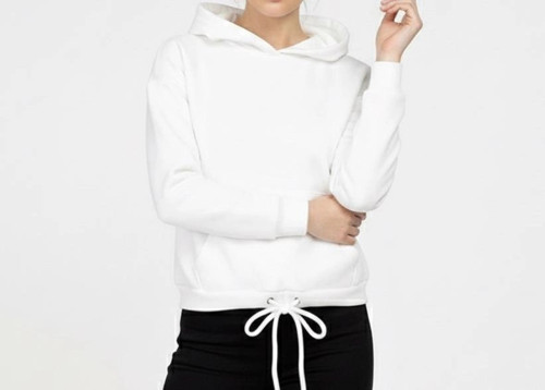 Kadın Kışlık 3 İplik Şardonlu Sıcak Tutan Kapüşonlu Sweatshirt (Hoodie) Ayarlanabilir Bağcıklı Bel D