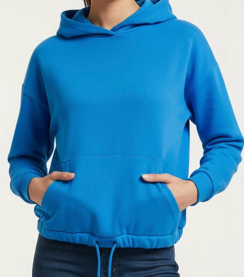 Kadın Kışlık 3 İplik Şardonlu Sıcak Tutan Kapüşonlu Sweatshirt (Hoodie) Ayarlanabilir Bağcıklı Bel D