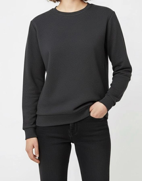 Unisex Şardonlu Kışlık Sweatshirt - Sıcacık Tutan Basic Bisiklet Yaka Kazak
