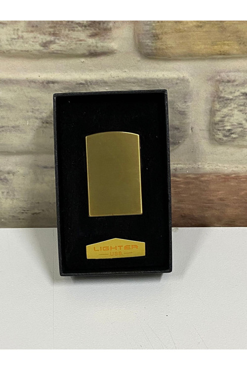 Usb Şarjlı Elektrikli Sarı Gold Kişiye Özel Çakmak