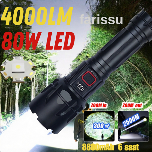 SMALL SUN SM-T288 80W 4000 Lümen 26800 Model 8800 mah pil 1 ile 1,5 Km Menzilli 10 saat çalışma