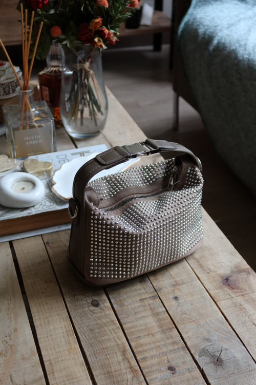 vizon zımbalı klips detaylı el omuz çantası