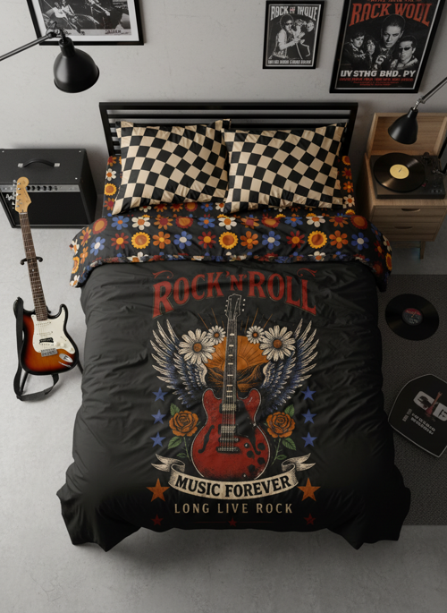 Rock Forever Çift Kişilik Nevresim Takımı Pamuk Polyester 4 Parça