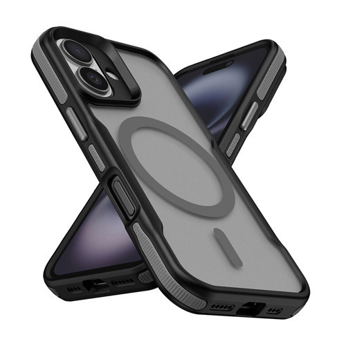 iPhone 16 Kılıf Magsafe Şarj Özellikli Renkli Kenar Airbag Şeritli Lüx Kapak