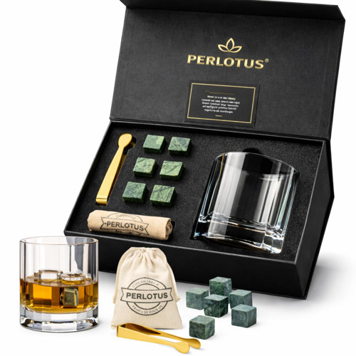 310 cc Churchill Serisi Viski Bardağı 6’lı Granit Viski Taşı Seti Sulandırmadan Soğutan Mermer Buz Küpleri Hedi