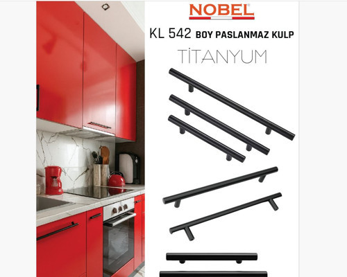 Paslanmaz Boy Kulp TİTANYUM 96 mm | Modern Dolap & Çekmece Kulpu | 5’li Paket