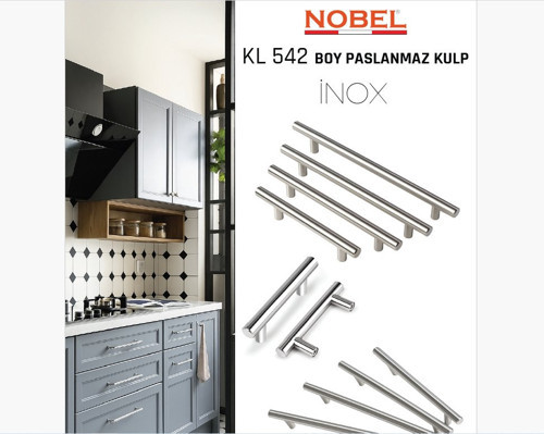 Paslanmaz Boy Kulp İNOX 192 mm | Modern Dolap & Çekmece Kulpu | 5’li Paket