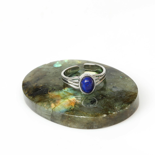 Lapis Lazuli Taşı Çelik Yüzük - Kararmaz