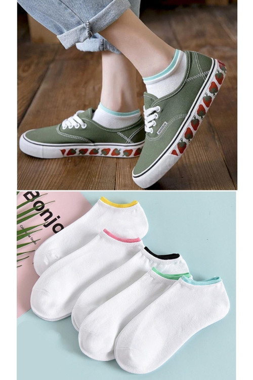 5'li Koton Kadın Beyaz Patik Çorap