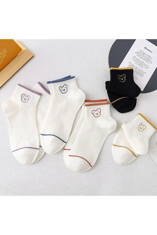 5'li Unisex Desenli Renkli Kısa Bilek Boyu Çorap Seti 5 Çift