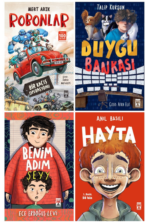 4. 5. 6. Sınıf Okuma Kitapları 4'Lü Set/Robonlar-Duygu Bankası-Benim Adım Şeyy-Hayta