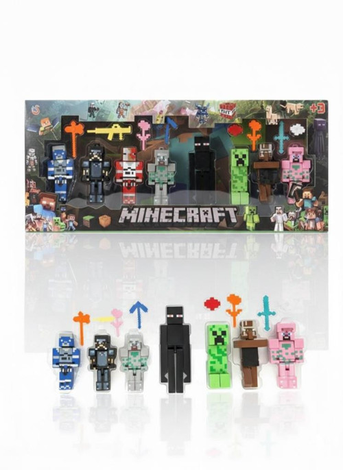 Endermanlı Minecraft 8 Karakter 8 Aksesuar 16 Parça Çocuk Figür Oyun Seti